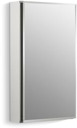 Kohler CB-CLC1526FS Frameless Bathroom Mirror Medicine Cabinet, Single Door, Rectangular Beveled Edge Frame, Bathroom Cabinet Mirror, Adjustable Shelves, 15 in. W x 26 in. H