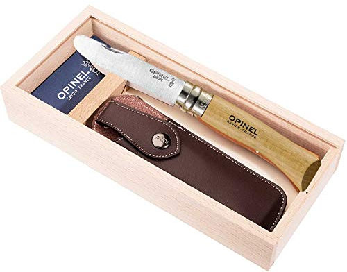 TOC STORE Opinel Kindermesser Set Naturfarben inkl. Etui, Schleifstein und Geschenkbox aus Holz