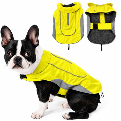 Morezi Dog Warm Coats Jackets Waterproof Coats with Harness Hole Puppy Coat for Small Medium Dogs - Yellow - XL