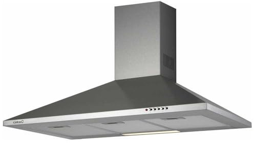 Cata Campana V-900 X Decorativa Pared Panel Control Mecánico 3 Niveles Extracción Motor Extra Silencioso Iluminación LED Fácil Instalación Acabado Acero Inoxidable