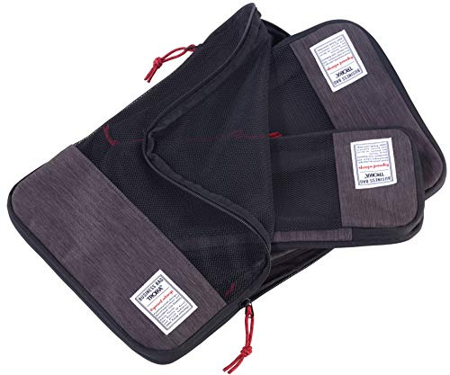 TROIKA Reise-Kompressionstaschen Set BUSINESS PACKING CUBES Packwürfel-Set 3 Packtaschen mit Reißverschluss und zusätzlichem Kompressionsreißverschluss geordnetes & knitterfreies Packen