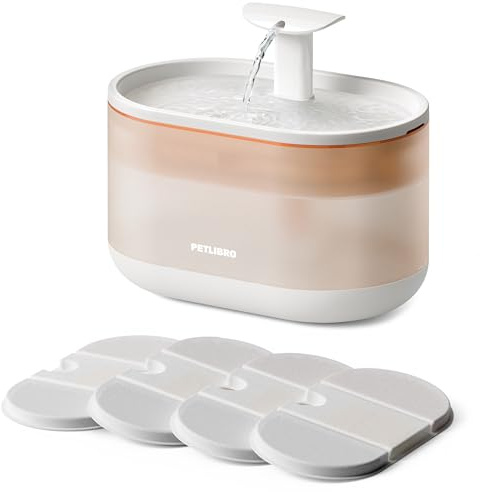 PETLIBRO Cat Water Fountain Ultra Quiet with Two Flow Modes, Large-Size Filter Capsule Pet Water Fountain, 71oz/2.1L Visible Water Level Dog Water Dispenser for Cats & Dogs