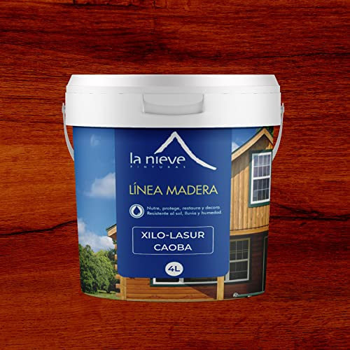 Pinturas la Nieve Barniz protección acrílico madera Xilo-Lasur interior y exterior (4 litros, Caoba)