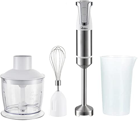 ARDES ARSET01 TRINITY Batidora de Inmersión 3 en 1 Minipimer de Inmersión Picadora y Batidora con Motor Profesional Mixer con Brazo de 21 m 4 Cuchillas de Acero INOX Batidora de 2 Velocidades