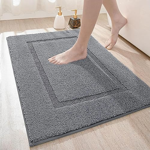 DEXI Badezimmerteppich 50 x 80 cm, Badteppich rutschfest Waschbar, weicher Badematte, Mikrofaser Absorbent Badvorleger, Badematten für Badewanne, Duschraum und Badezimmer, Grau