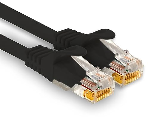 1aTTack.de - 1 cable de red Cat7 de 7,5 m, Cat.7 Ethernet, LAN y Cat 7 para una velocidad máxima de Internet y conecta todos los dispositivos con conector RJ 45 hembra, color negro