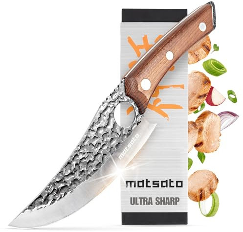 Matsato Coltello Chef - Perfetto Per Tagliare, Disossare e Tritare. Pensato Per Equilibrio e Controllo, Fondendo Stile Moderno e Fascino Tradizionale. Per Casa, Cucina o All’aperto