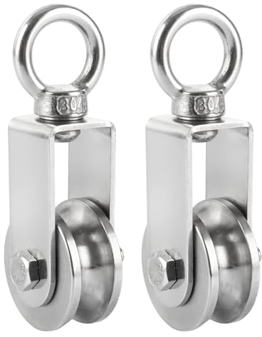 WOPPLXY 2 Pièces Poulie de Levage, 34mm Poulie de Renvoi en Acier Inoxydable pour Corde, Câble en Acier