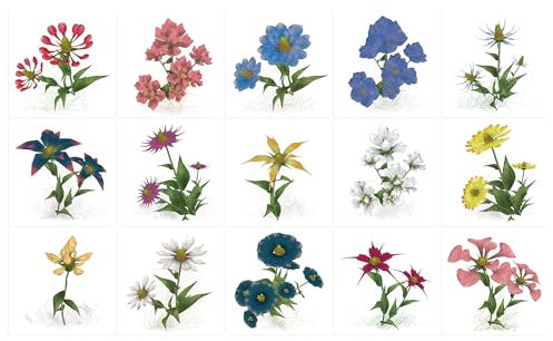 Ulticool - Adesivi impermeabili per piastrelle - Fiori di campo selvatico - 15 x 15 cm - 15 pezzi adesivi per piastrelle in pellicola - Adesivo per pareti del bagno - muro