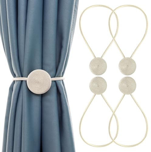 Zssxysm 4 Pezzi Calamite per Tende, Fermatenda Magnetiche, Fermi per Tendaggi da 40 cm, Fermatende e Raccogli Tenda con Calamita, Decorazioni Camera Ufficio da Letto (Oro)