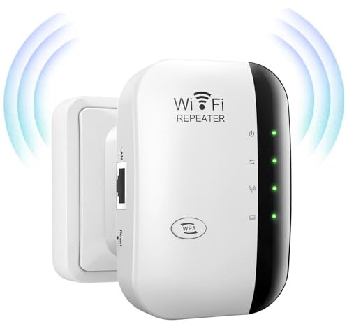 Ripetitore WiFi Potente per Casa, 300Mb 2.4GHz Amplificatore Segnale WiFi, Amplificatore Wi Fi Supporta la Modalità Repeater/Router/AP, WLAN Extender con Porta LAN/WPS,Fatto per Italia (Bianco)