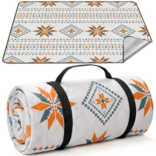 HUTHIM Manta de picnic 300 x 300 cm, resistente al agua, lavable a máquina: manta de playa sin arena, manta para exteriores, lavable, plegable, esterilla de playa con correa de transporte, perfecta