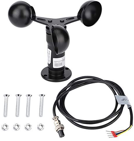 Pulssignalutgång Aluminiumlegering Vindhastighetssensor Anemometer Hög Precision 360 graders mätning för väderstationer Industriell användning Black 12.4cm