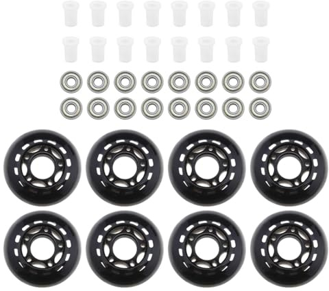 Orivin Lot de 8 roues de roller en ligne 64 mm 82A avec roulements ABEC-7 pour patinage en intérieur et en extérieur, bagages, entraînement