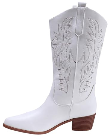 Stivali Texani Donna,Fashion Invernali Cowboy Western Texani Scarpe da Punta Camperos Etnici Stivaletti Estivi Camperos Pelle Stivali Alti Donna