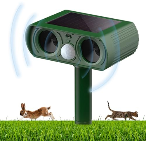 Katzenschreck Ultraschall, Solar Katzenschreck für Garten, Tiervertreiber Marderschreck mit Bewegungssensor, bis zu 8m Reichweite, Hundeschreck effektiv gegen Katzen, Hunde, Katzenabwehr für Garten