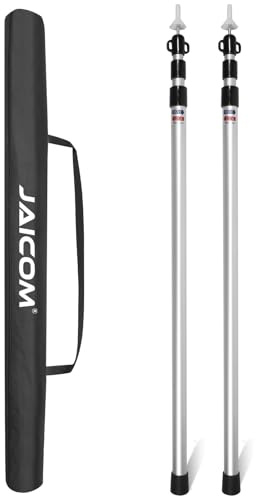 JAICOM Adjustable Tarp Poles, Tent Poles for Camping, Set of 2, 7'6 Telescoping Poles for Tarp, Shelter, Canopy, Tent, Awning, Hiking, Hammock Rain Fly