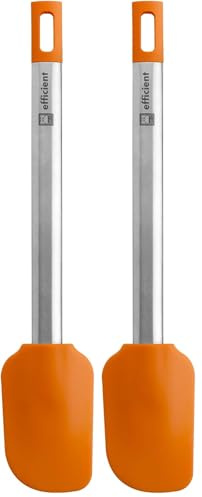 BRA Efficient Lengua Pastelera de Cocina, Acero INOX, Nailon y Silicona, Naranja, 27.5 cm (Paquete de 2)