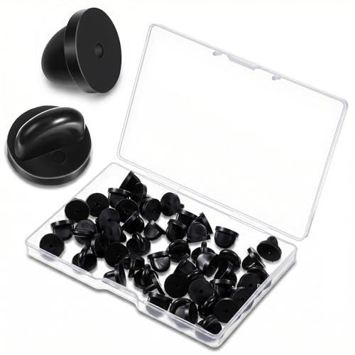 Matwsec 50 PCS Rubber Pin Backs 11mm PVC Pin Badge Backs Backings Black Lapel Pins for Uniform Enamel Pins Badges Hat Brooch Tie Tack Backing Holder Craft Makingbacks