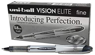 Uni-ball UB200 Vision Elite Rollerball Pen 0.8mm Tip 0.6mm Line Black Ref 9007000 [Pack of 12]
