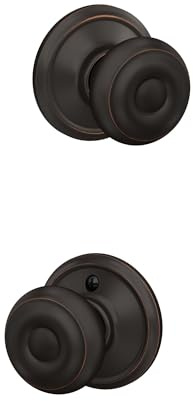 Schlage F10 GEO 716 Georgian Door Knob, Hall & Closet Passage Lock, Aged Bronze