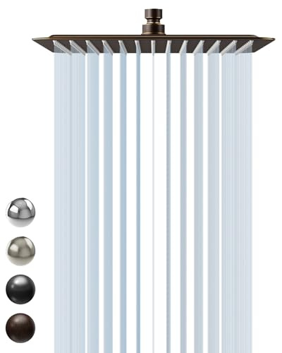 SR SUN RISE 12 Inch Brass Rain Shower Head Oil Rubbed Bronze High Pressure Rainfall Showerhead Water Saving