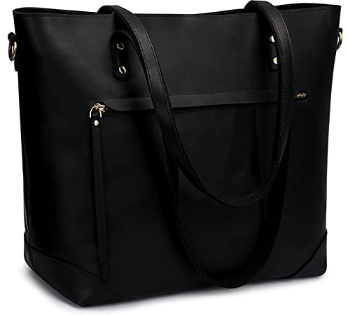 S-ZONE Damen Schultertasche Vintage 3-Wege Echtleder Laptoptasche Reisetasche Arbeitstasche Geldbörse Handtasche Messenger Bag