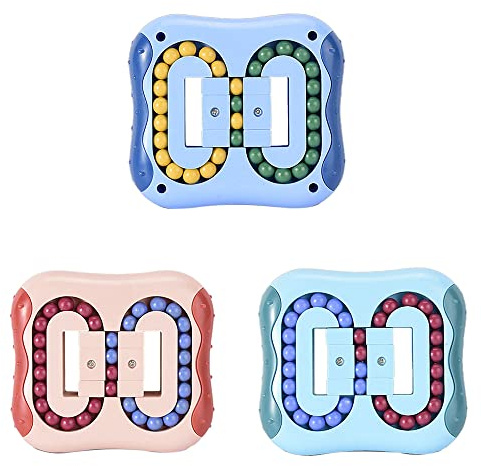 JHBEMAXS Magic Bean Cube Rotating Puzzle Fidget Toys Anti Stress Ball IQ Games Educational Sensory Easter Gift for Boys Girls Kids Children Adults (Pack of 3 Pieces)