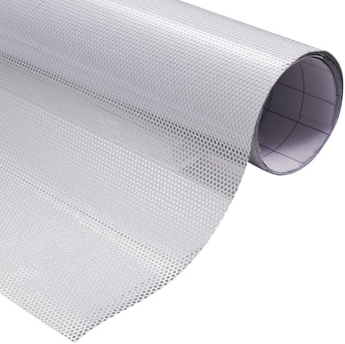 XhuangTech Pellicola per finestra unidirezionale, in vinile perforato, autoadesiva, a rete perforata, per la privacy, per auto e casa, colore bianco, 45,7 cm x