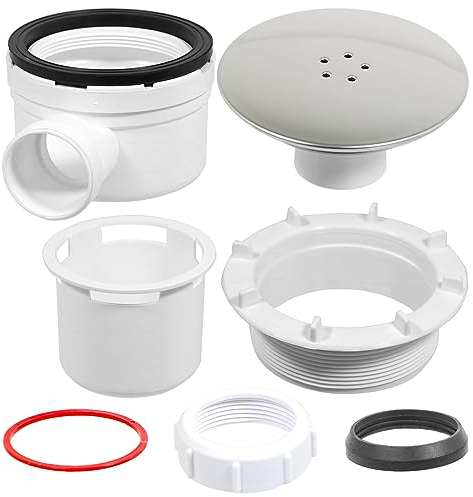 Siphon de douche pour bac à 90 mm, trou de bonde de 1,5 po, kit de base de dôme de vidange (chrome argenté)