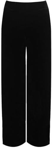 Pantalon Palazzo en velours à jambes larges pour femmes grande taille avec taille élastique - Pantalon pour dames de mode urbaine style évasé à jambes larges avec poches en velours léger - UK 14-28