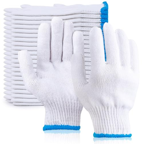 ENPOINT White Gloves Men Women, 12 Pairs Cooking Gloves for BBQ, Cooking, Grilling, Oven, Heat Resistant, Mechanics, Welding, Gardening Field Dressing Safty Work Gloves Bulk, Medium