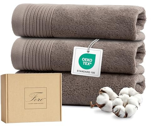 Ferò Juego de Toallas Faciales de 3 Piezas, 100% Algodón Premium Low Twist, 550 g/m², Ultra Suaves, Oeko-Tex, Diseño Italiano, 3 Toallas de Invitado, Toallas de Bidet, 50x30 cm, Gris