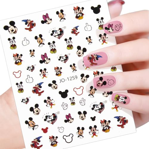 12-Hojas Dibujos Animados Ratón Nail Art Pegatinas Mouse Diy Nail Decals, Lindos Dibujos Animados 3D Autoadhesivos Arte de Uñas Pegatinas de Mouse, Juego de Pegatinas de Uñas para Niñas o Mujeres