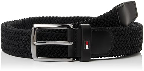 Tommy Hilfiger Cinturón Hombre Denton Elastic textil, Negro (Black), 110 cm