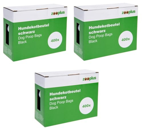 zooplus Hundekotbeutel | Beutelgröße: 30 x 22 cm | Passend zu gängigen Kotbeutel-Spendern | ohne Duft | unparfümiert |schwarz | Kotbeutel | Gassigehen | Hunde Hygiene | 1200 Beutel
