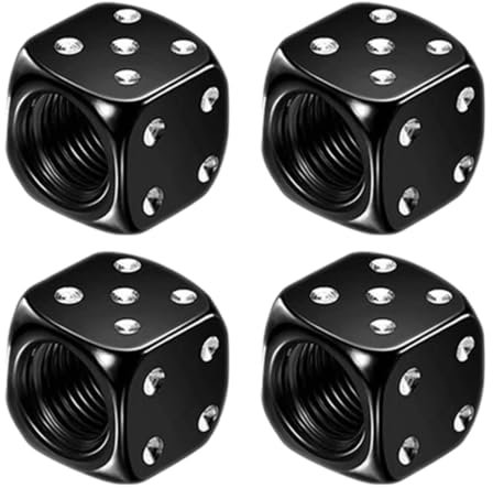 EORPAVU Capuchon de valve auto, Bouchons de valve de pneu robustes de style cube, 4 pièces, bouchons de valve en métal pour voitures camions motos vélos (noir)