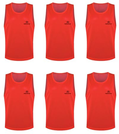 FIBOGOUP Gilets d'entraînement pour équipes, tenues d'entraînement pour équipes de football et de basket, gilet respirant, tailles multiples convenant à 115-180+, M-XL, rouge, S