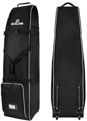 Goloni Golf Travel Bag with Wheels for Airlines, Heavy Duty Golf Club Travel Case, Water Resistant Golf Bag Cover for Air Travel, Portable Foldable Golf Luggage for Men Women