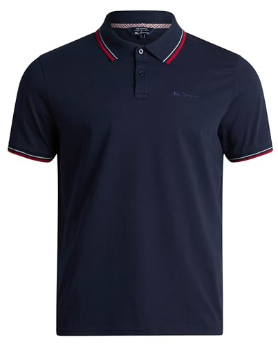 Ben Sherman Men's Regular Fit Cotton Short Sleeve Polo Shirt, Navy Blazer, Medium