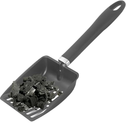 Pala per camino, paletta per carbone, 32,5 x 10,7 cm, design scavato, struttura in acciaio inossidabile, struttura in metallo per uso braciere, movimentazione del carbone, pulizia interna, griglia