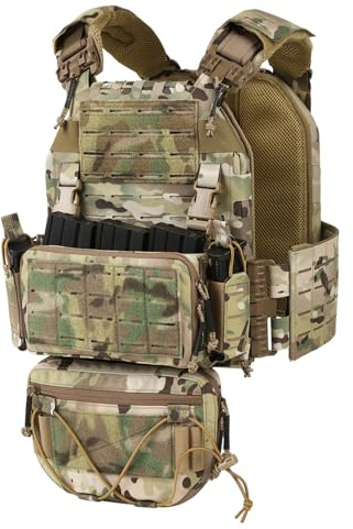 VOTAGOO Plate Carrier con chiusura rapida 500D da uomo con tasca a goccia, gilet da allenamento regolabile per esterni, Taglia unica (CP/RG/BK)