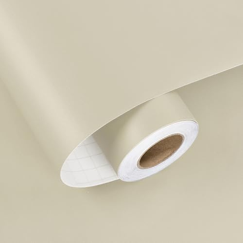 HotDecor Vanlig beige tapet för vardagsrum, vinylfolie för möbler, köksskåp, barn, sovrum, tapet, självhäftande bänkskiva, vinyltäckning, väggpapper, rullfoder, papper för väggar, 40 cm x 200 cm