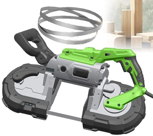 Sega a nastro portatile, 1100 W, tecnologia di taglio a freddo, taglierina professionale da officina con 6 lame, angolo di taglio 0-45° per il taglio di metallo/legno