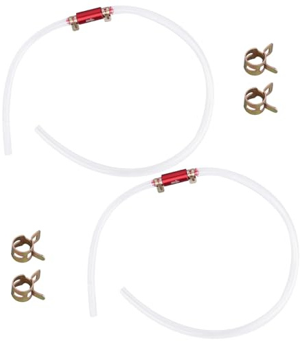 BOXOB 2pcs Tuyau de Purge Frein, Qualité Supérieure Caoutchouc et Aluminium Tuyau Purge de Frein Voiture avec 2 Petites Pinces et Clapet Anti-Retour pour Moto Camion Voiture (Rouge)