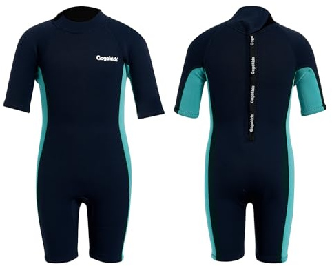 Gogokids Shorty Neoprenanzug Kinder, 2,5mm Neoprenanzüge Rückenreißverschluss Kleinkinder Kurze Nassanzüge, Komfort & Wärme für Schwimmen, Schnorcheln und Surfen, Alter 2-8