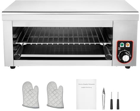 Electric Cheese Melter Cheesemelter Grill, 1500W Countertop Salamander Broiler, 120-570°F Commercial Cheese Melter Raclette Grill Cheesemelter Broiler Stainless Steel Toaster Oven