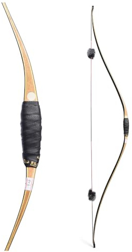 PYMUST 58 Inch Archery Traditional Bow 15-50 Lbs Triangle Longbow Laminated Wooden Handle and Limbs for Adult L/R Hand Hunting Target Shooting (50lbs)
