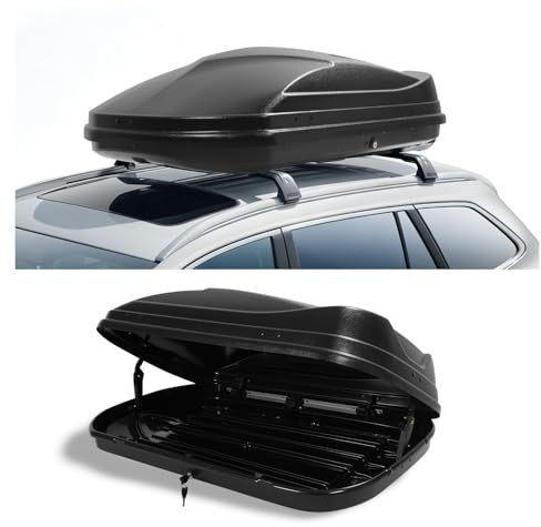 Gelacie Rooftop Cargo Box Carrier Dual-Side Opening Hard Shell Roof Mount Storage Heavy Duty ABS Plastic 15 Cubic Feet Black