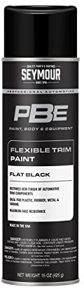 Seymour 20-1678 PBE Flexible Trim Spray Paint Flat Black 15 oz - Flexible Coating for Bumpers, Trim, Plastic and Metal, Heat Resistant, VOC Compliant.